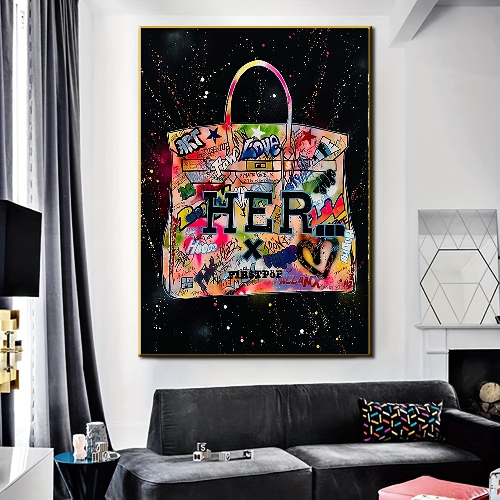 Stylish Graffiti Canvas Wall Art For Women's Bags And Home Decor