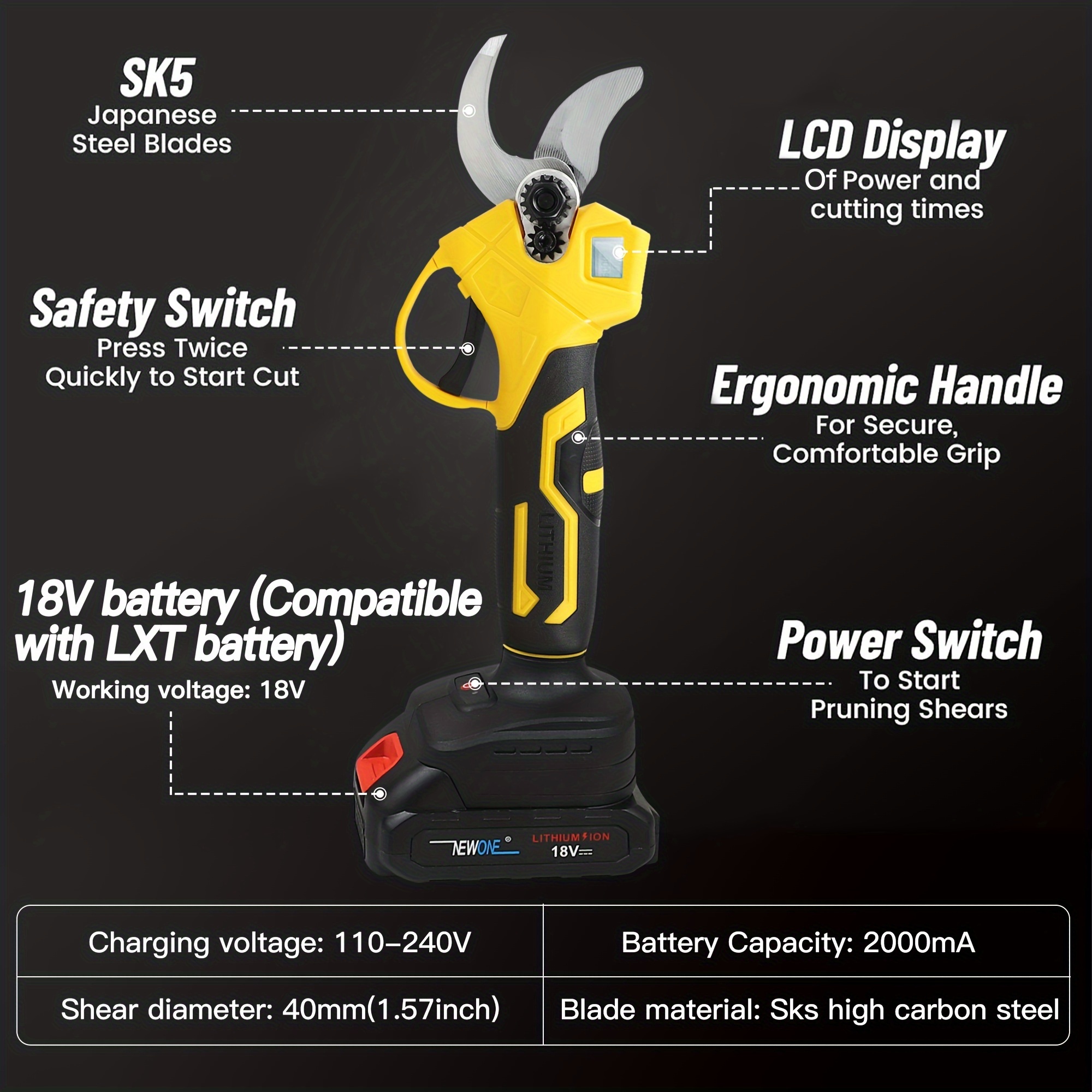 Newone Professional Cordless Pruning Shears With Lcd Display - Temu