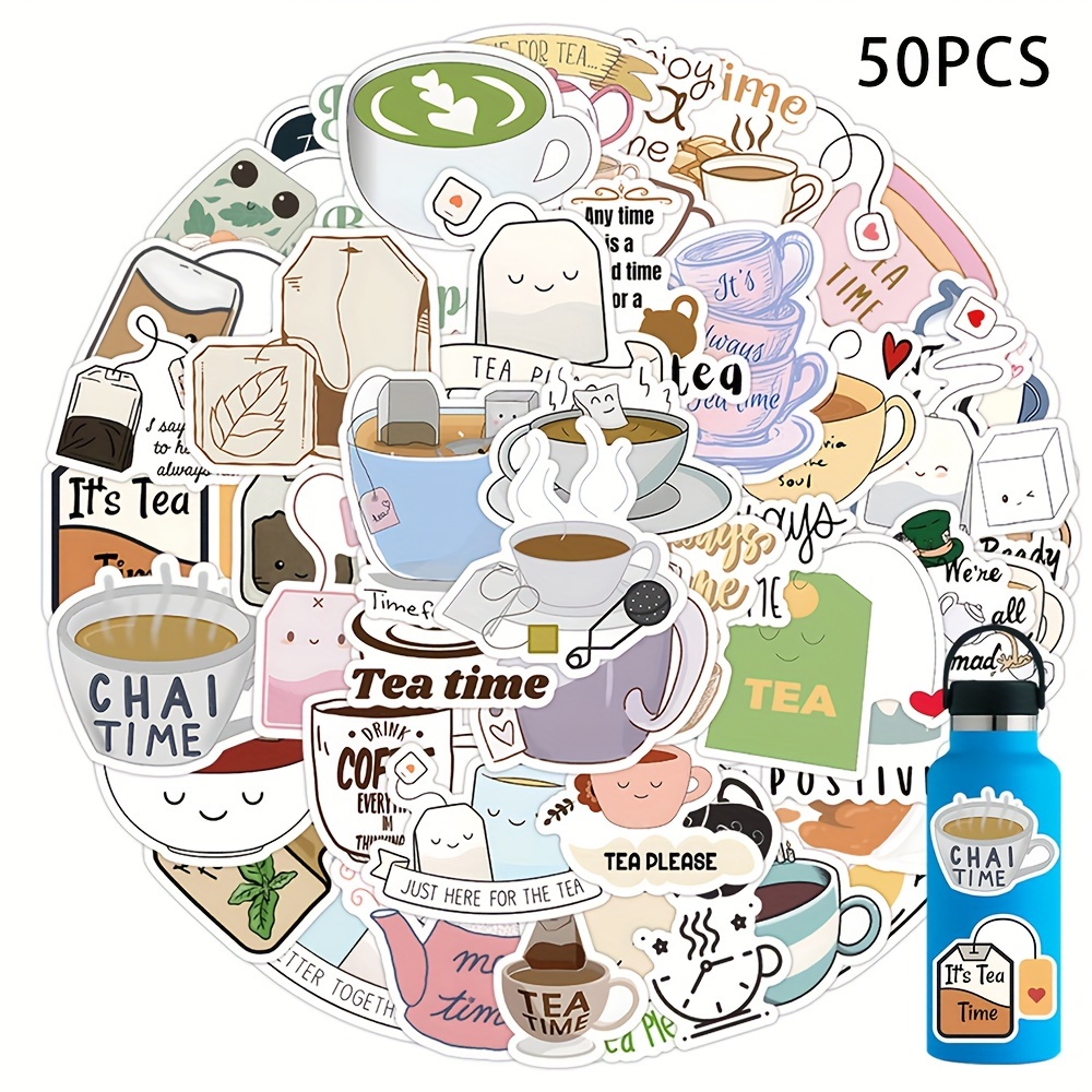50pcs Boba Tea Stickers Bubble Tea Pearl Milk Tea Stickers, Vinyl  Waterproof Stickers for Laptop,Bumper,Water Bottles,Computer,Phone,Hard  hat,Car Stickers and Decals,Adults Kids Teens for Stickers