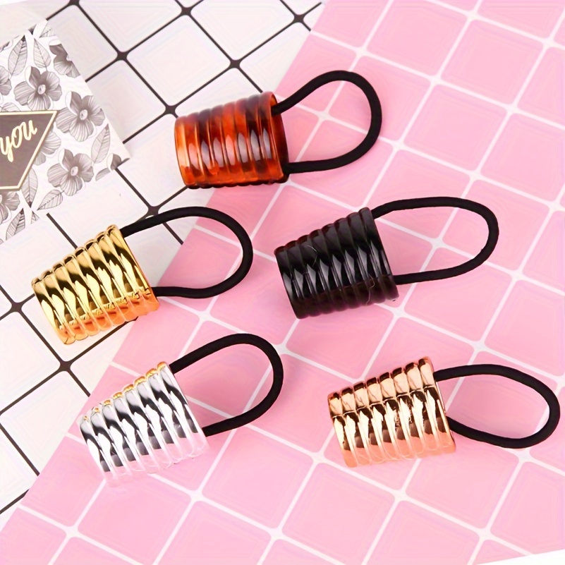 Alloy Buckle Hair Tie Elastic Rubber Band Ponytail Holder - Temu