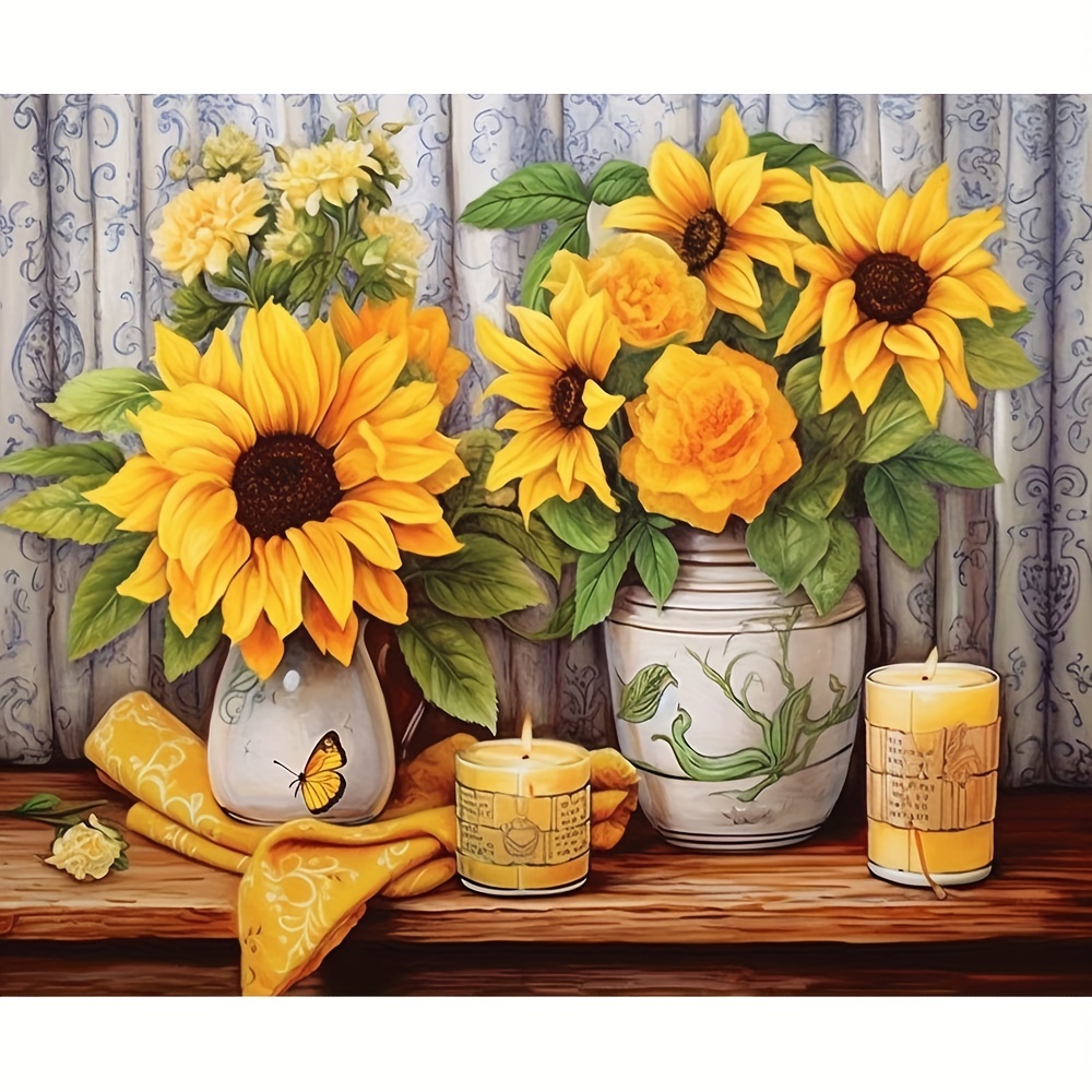 Diamond Art Fall Sunflowers Kit & Frame Diamond Painting
