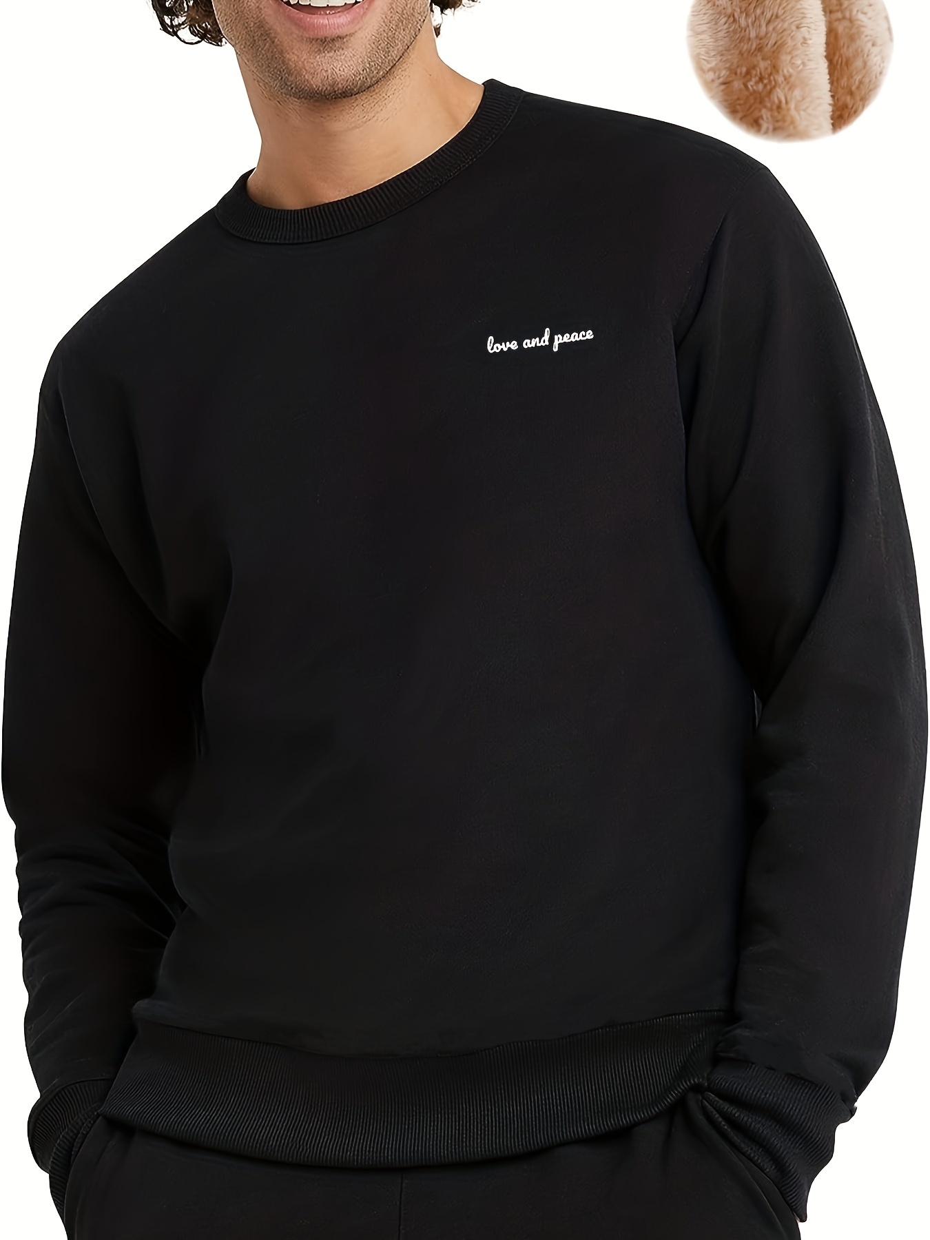 Love And Peace Print Trendy Sweatshirt, Men's Casual Graphic