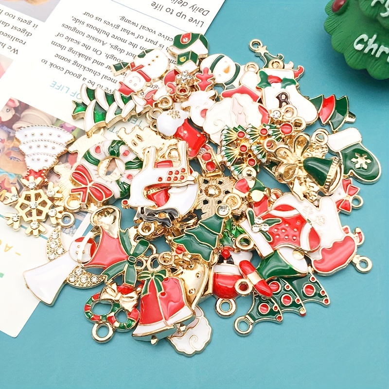 24pcs Christmas Charms for Jewelry Making Red Green Xmas Bow Charm Pendants for DIY Earring Bracelet Necklaces Holiday Clothes Sewing Bag