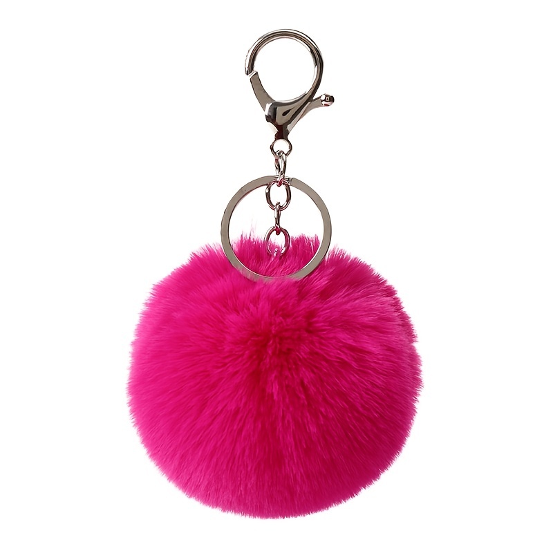 LUVI Artificial Faux Rabbit Fur Keychain Fluffy Plush Ball PomPom