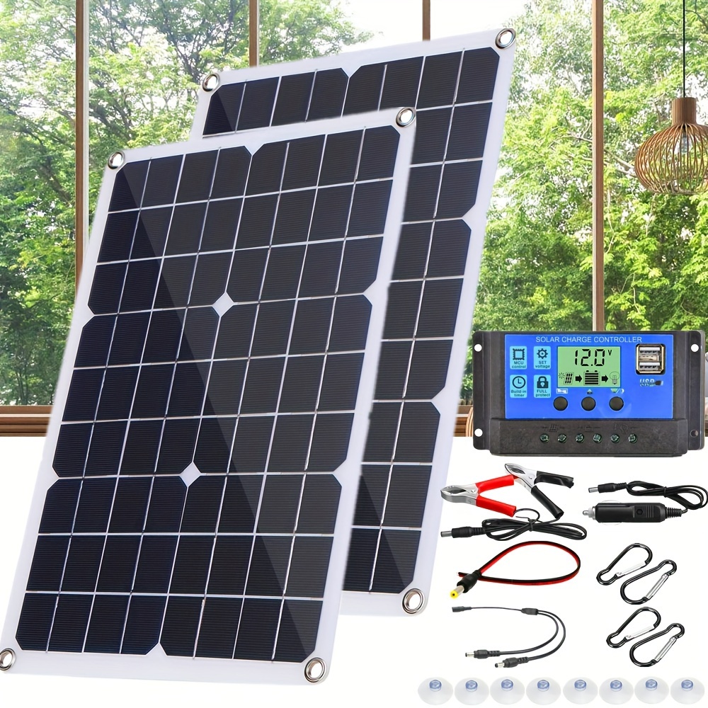 

1/2pcs, 2*20w 40w Solar Panel Kit Complete 12v/5v Dc Dual Usb With/without 100a Solar Controller Solar Cells For Car Yacht Rv Boat Home Camping Battery Charger