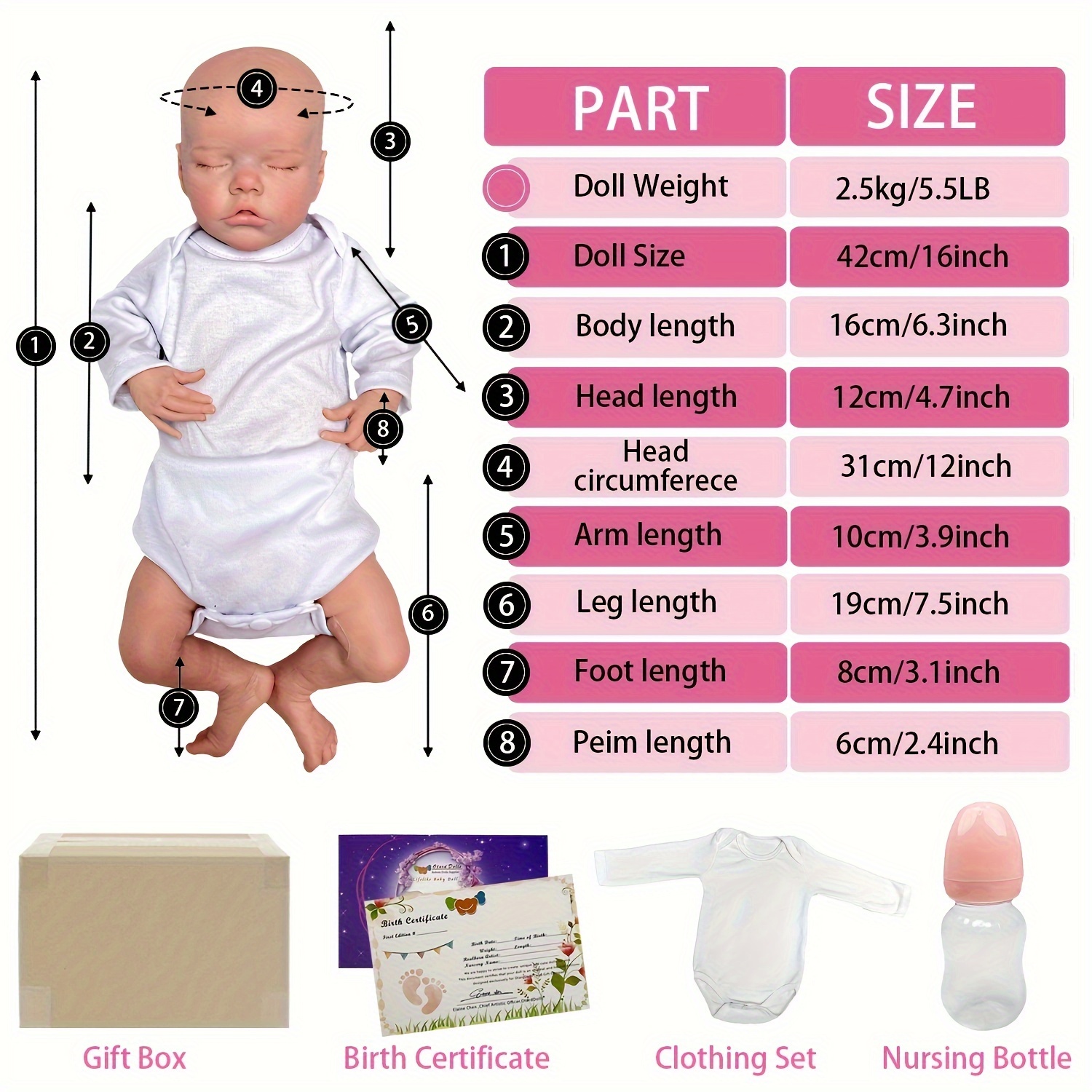 16.54-17.72inch Whole Body Solid Silicone Twins Reborn Girl With Artist Oil  Painted Skin, Soft Platinum Silicone Newborn Baby Doll Can Bath, Reborn Do