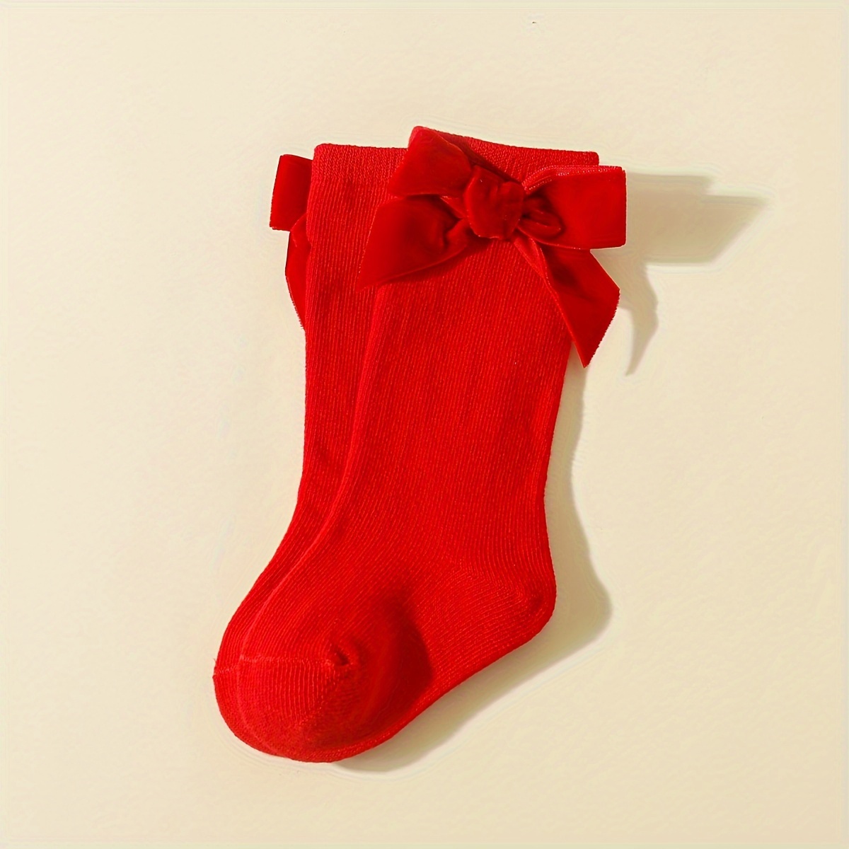Calcetines con lazo terciopelo para niña rojo