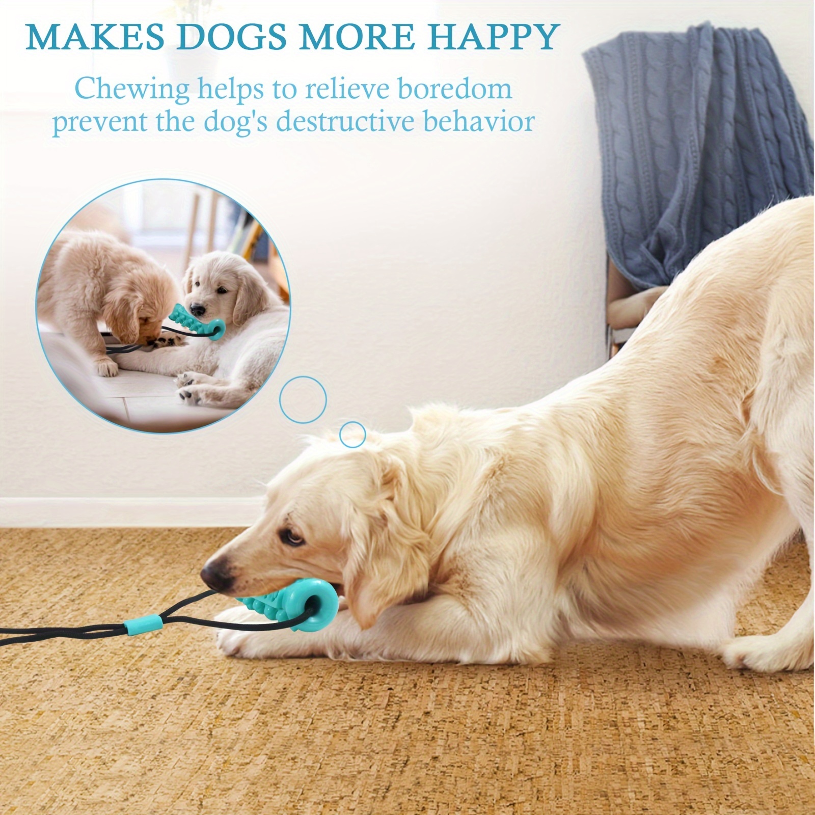 Upgrade Suction Cup Dog Chewing Toy, Dog Chew Toys for Aggressive