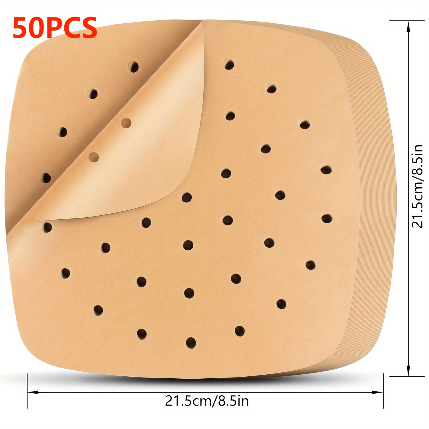 TEMU 50/100pcs, Air Fryer Parchment Paper, Square Air Fryer Liner, Disposable Steamer Paper, Perforated Parchment Paper, Filter Paper, Baking Paper