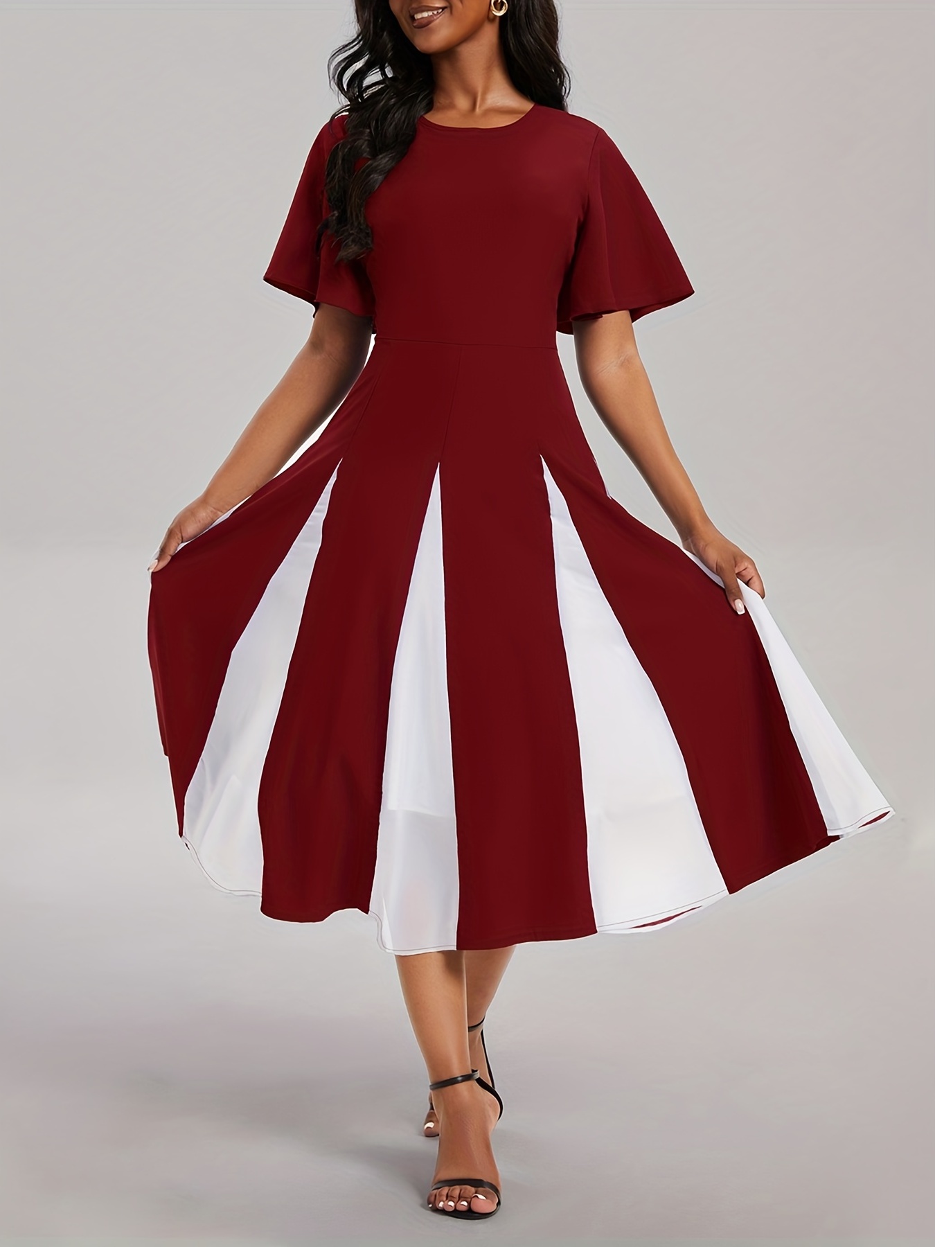 Color Block Bodycon Split Dress Casual Sleeveless Dress - Temu