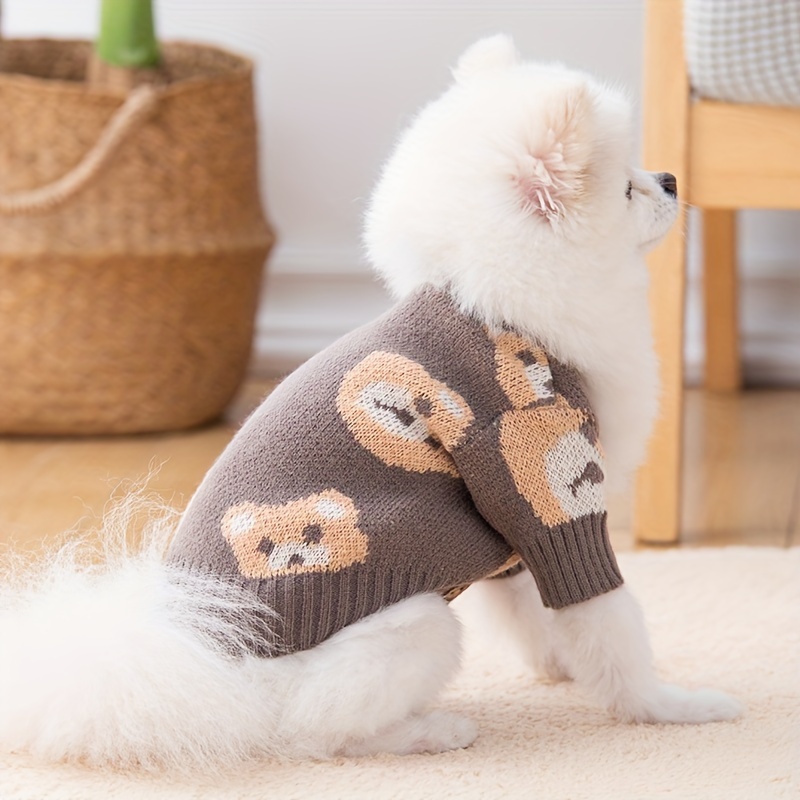 冬の犬のセーター、小型および中型犬用のベアグラフィックかわいい