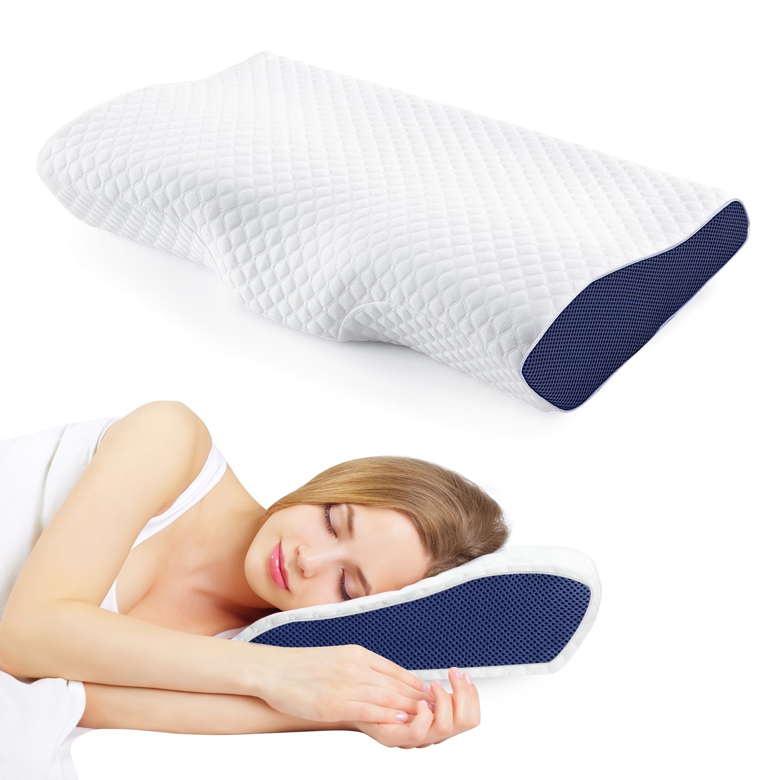 Contoured Memory Foam Pillow Neck Back Relax Improves Sleep - Temu