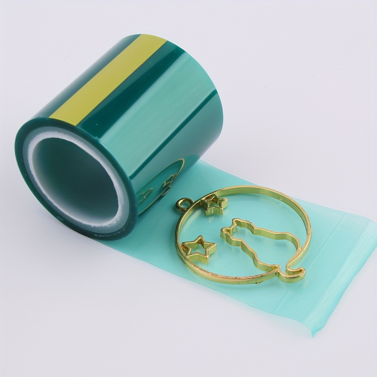 

1pc/2pcs/5pcs High Temperature Resistant Green Semi Transparent Seamless Tape 196.85inch/roll For Diy Hollow Open Metal Frame Setting Uv Epoxy Resin Mold Seamless Resin Tape For Jewelry Making