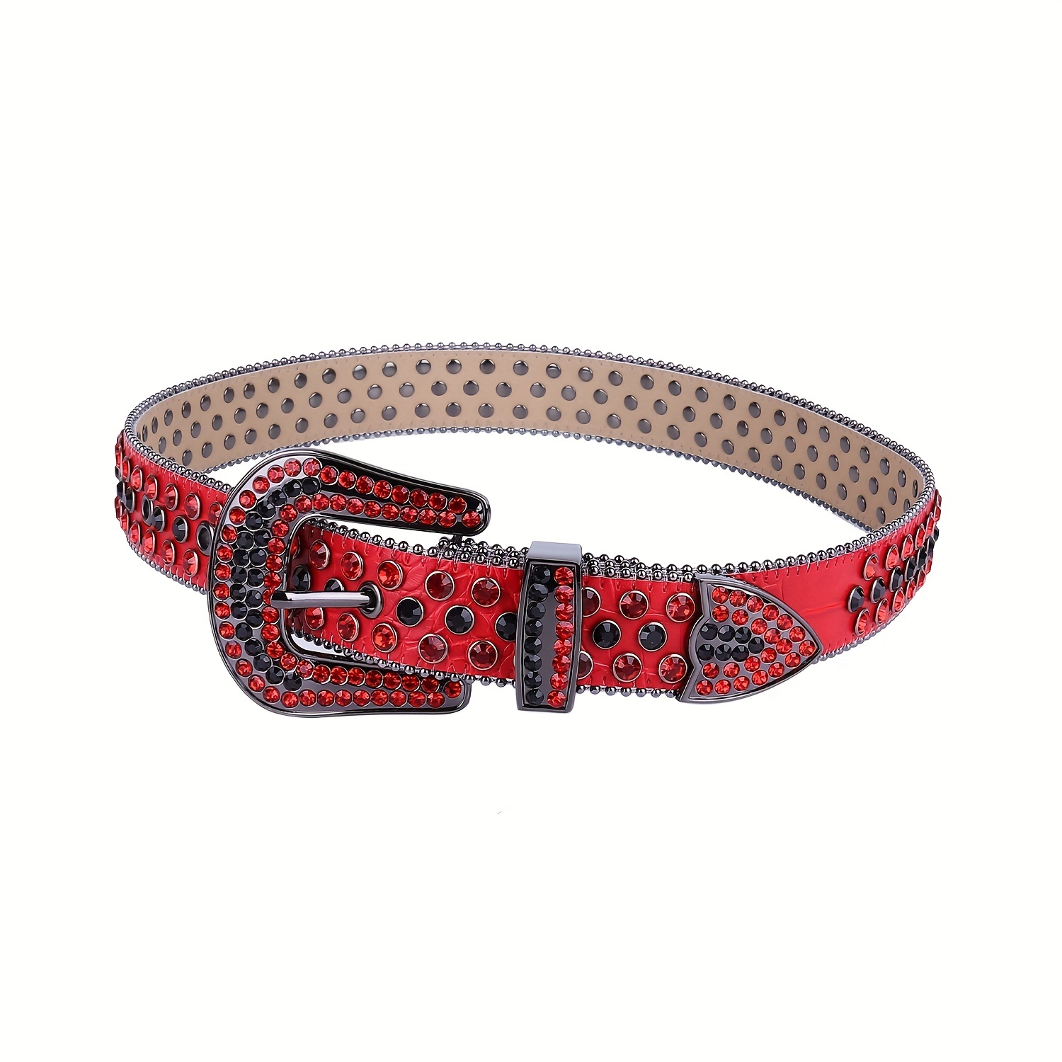 Red Rhinestone Y2k Belt Western Cowboy Cowgirl Glitter Sequin