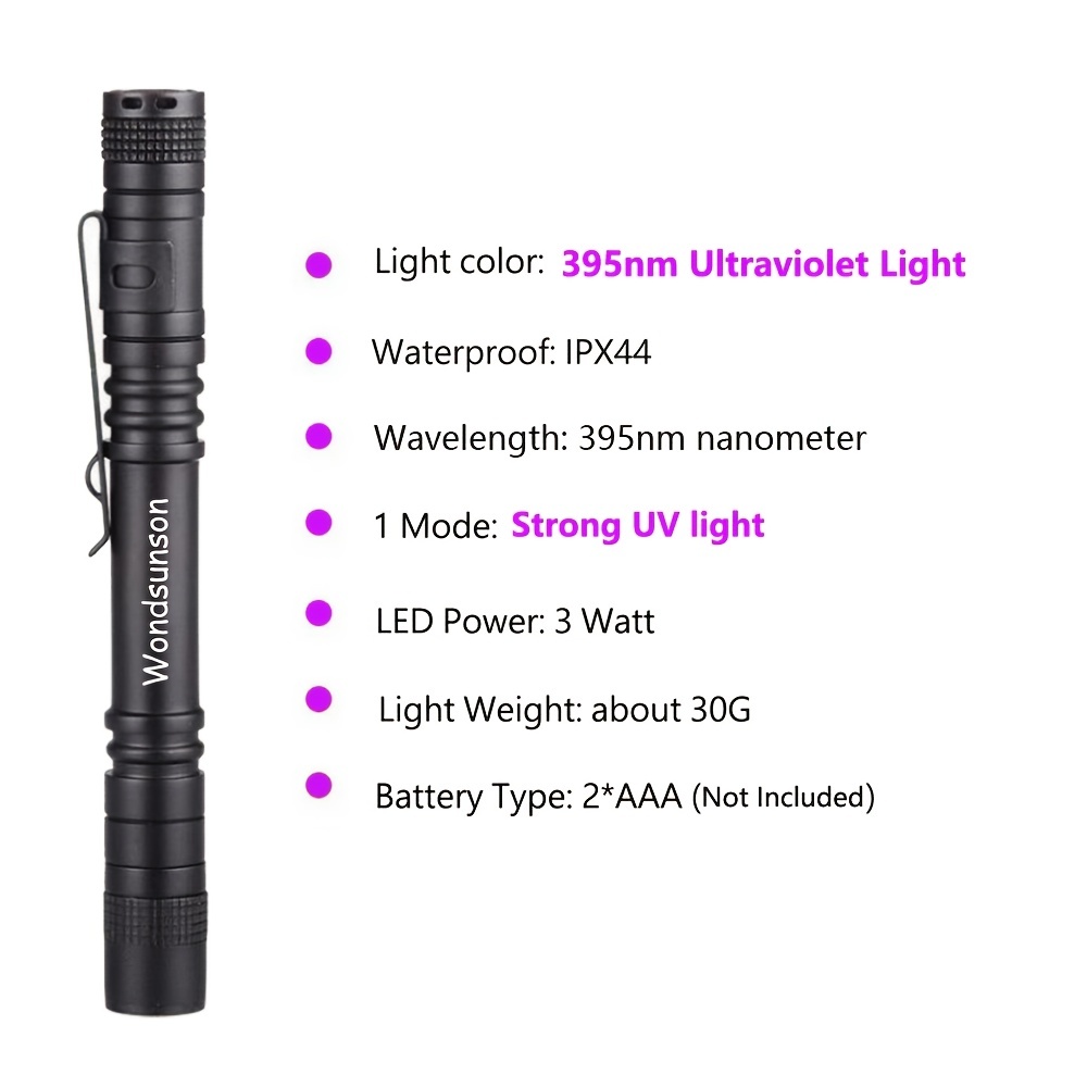Linterna de luz negra con fluorescente UV de 15 cm - Party Lights