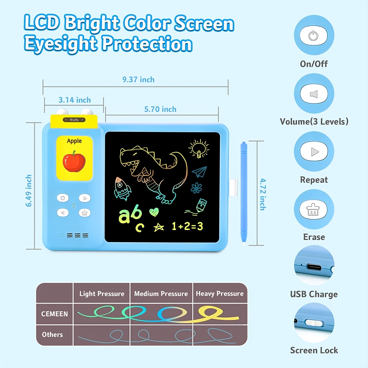 Educational Learning Toys for 3 4 5 6 7 Year Old,Speech Therapy Autism Toys  for Toddlers 3-4 Learning Materials Sensory Toys,224 Sight Words LCD