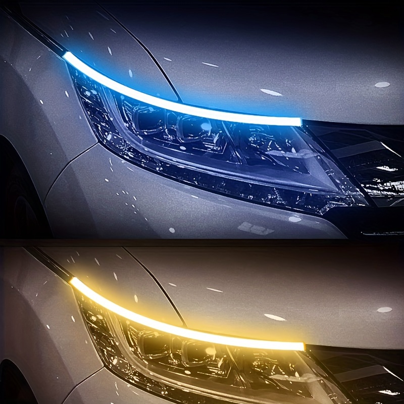 YM E-Bright Bande lumineuse LED pour capot extérieur de voiture, étanche,  flexible, balayage dynamique, kit de faisceau de feux de circulation  diurnes pour voiture, camion, SUV, 12 V 150 cm, blanc, 1
