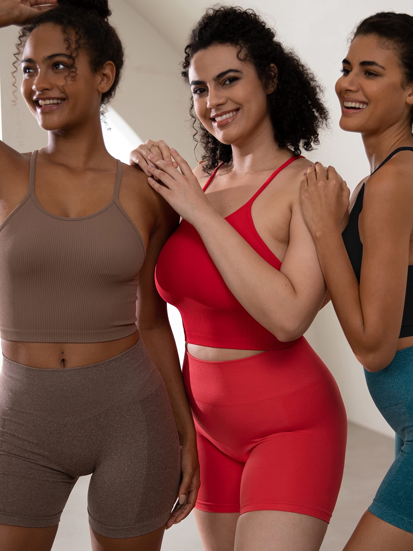 Solid Color Yoga Sports Sets Short Sleeve Crop Top Cami - Temu