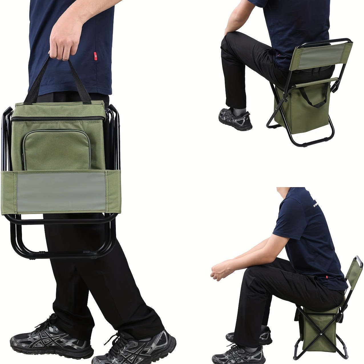 1pc Fishing Chair With Cooler Bag Outdoor Portable Folding Chair Compact  Fishing Stool - Sports & Outdoors - Temu