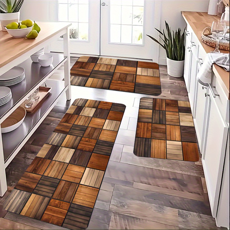  OPLJ Alfombra de cocina colorida alfombra pasillo alfombra  antideslizante absorbe agua alfombra de baño alfombra de madera patrón A2  23.6 x 70.9 in : Hogar y Cocina