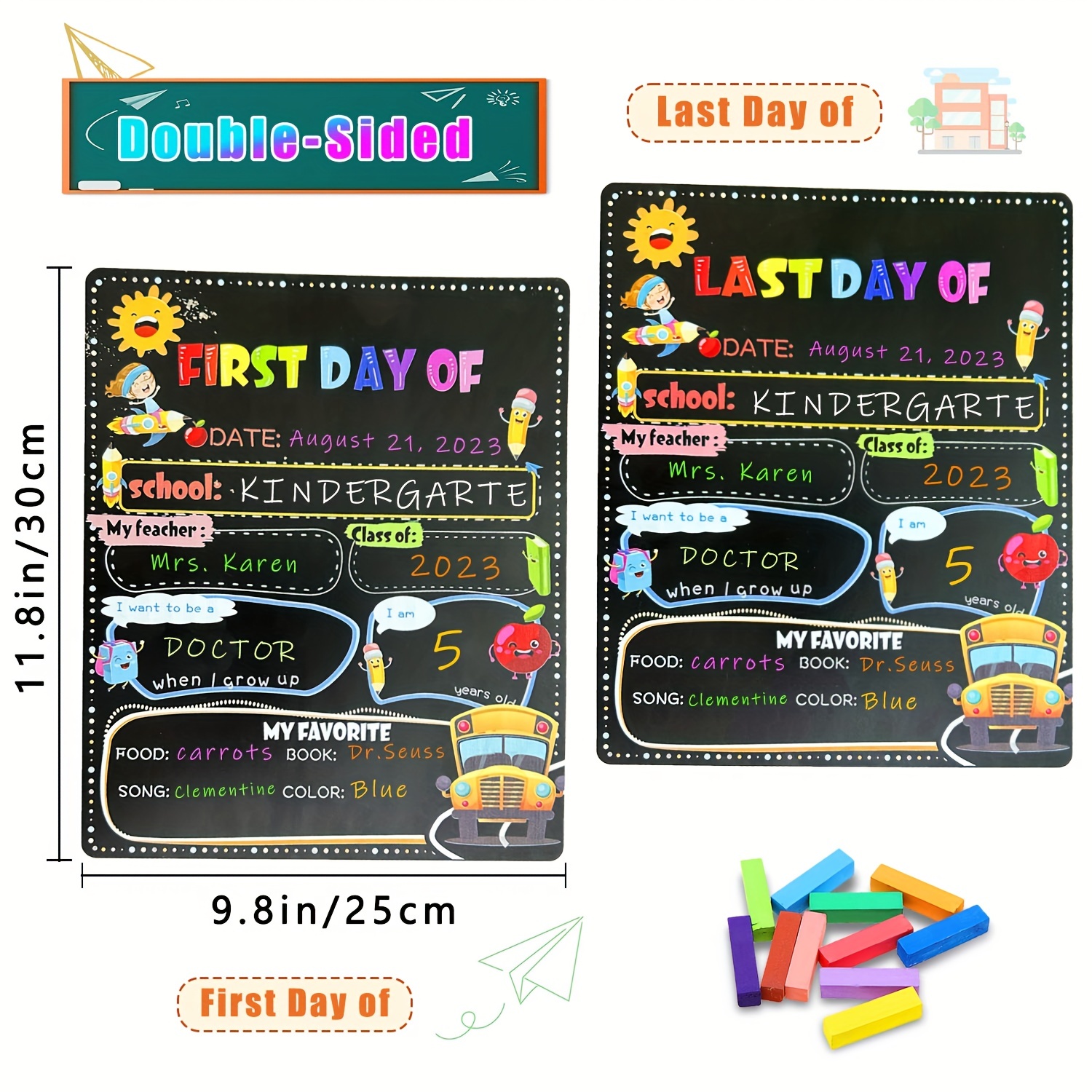 First Day And Last Day Of School Chalkboard Double Sided First Day Of  School Sign Reusable Back To School Photo Prop Sign For Preschool Preschool  Stud