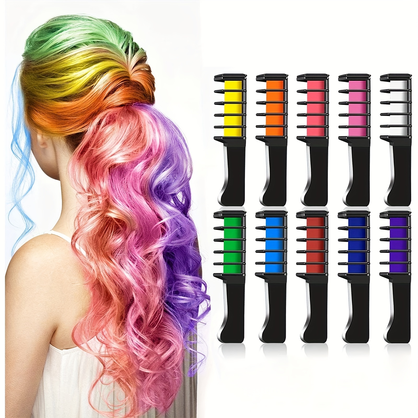 New Hair Chalk Comb Temporary DIY Hair Color for girls kids age 4 5 6 7 8 9  10 Washable Hair Chalk for Halloween, Christmas New Year Birthday Party