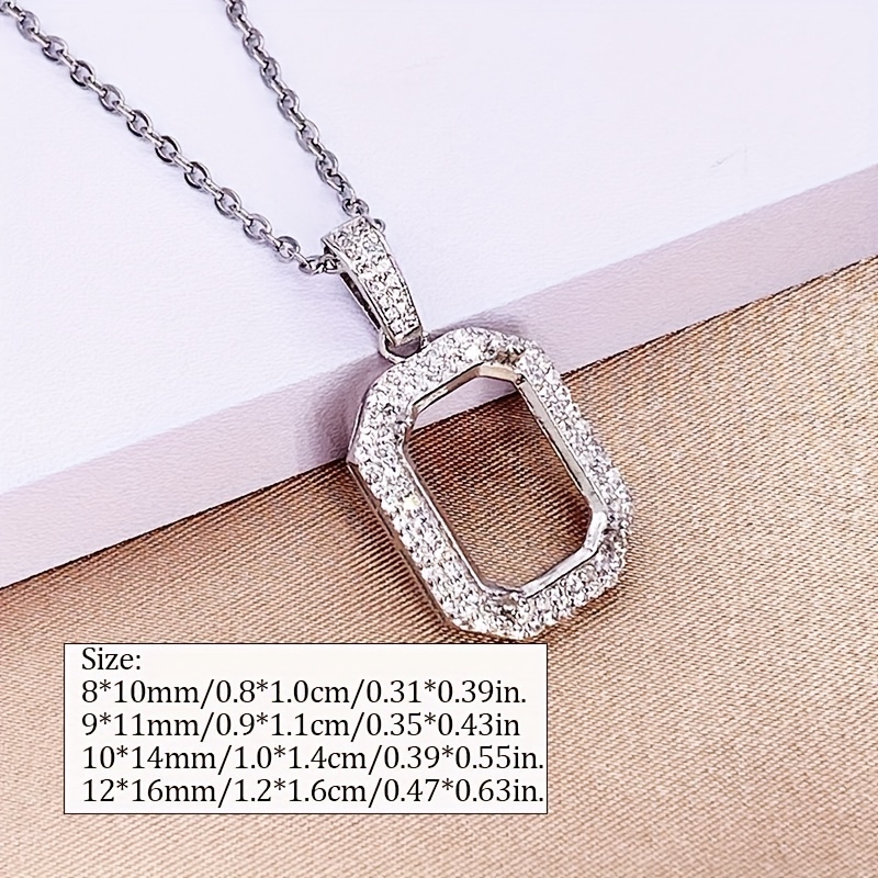 1pc Multi Sizes S925 Sterling Silver Pendants Square Rhinestone Settings  For Handmade Jewelry Making