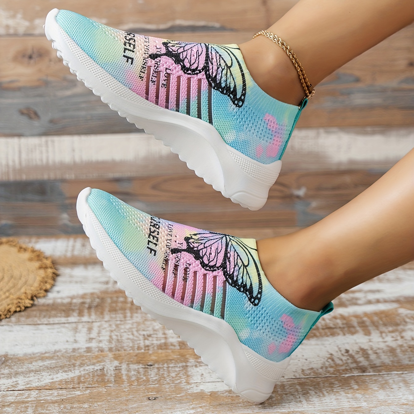 Women's Butterfly Pattern Sneakers Casual Slip Outdoor Shoes - Temu