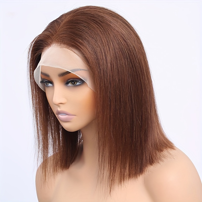 P4 Chocolate Brown Bob Lace Frontal Wig 13x4 Lace Frontal Wig Colored Human Hair Wigs Lace Front Short Bob Human Hair Wigs 180 Density