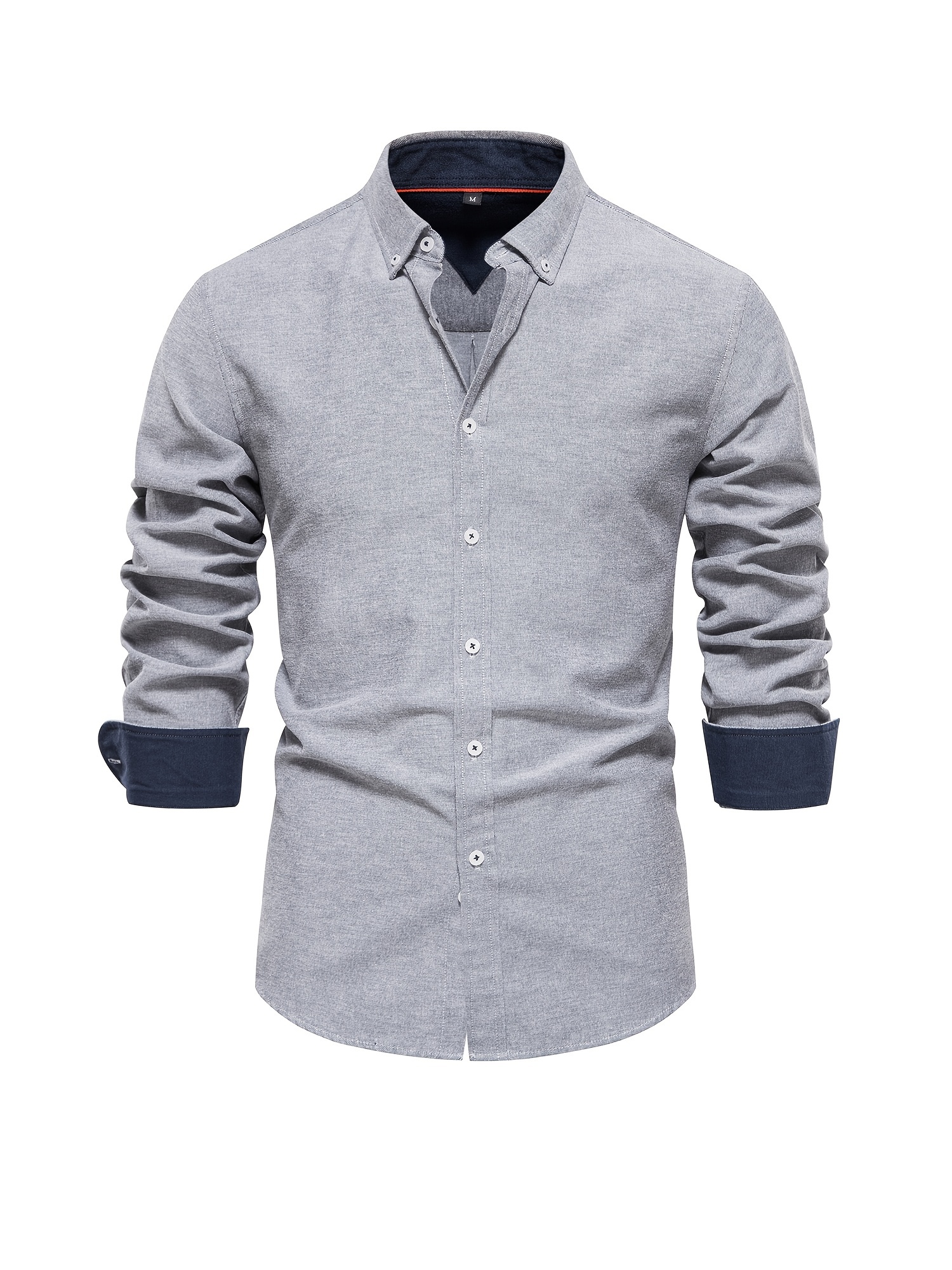 Camisa Oxford Casual De Manga Longa Para Homens, Camisa Confortável Com Botões Para Primavera Outono Ao Ar Livre detalhes 28