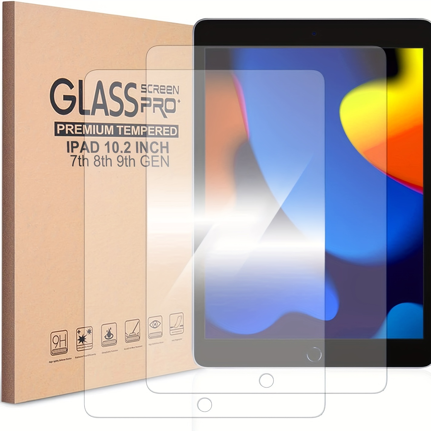 Lot de 2 film Protecteur verre trempé pour iPad 10,2 9éme gen