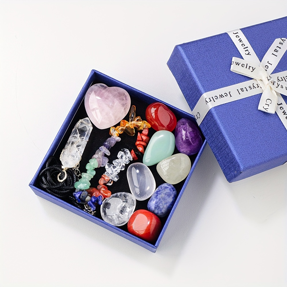 Irregular Heart Natural Crystal Stone Pendants Set