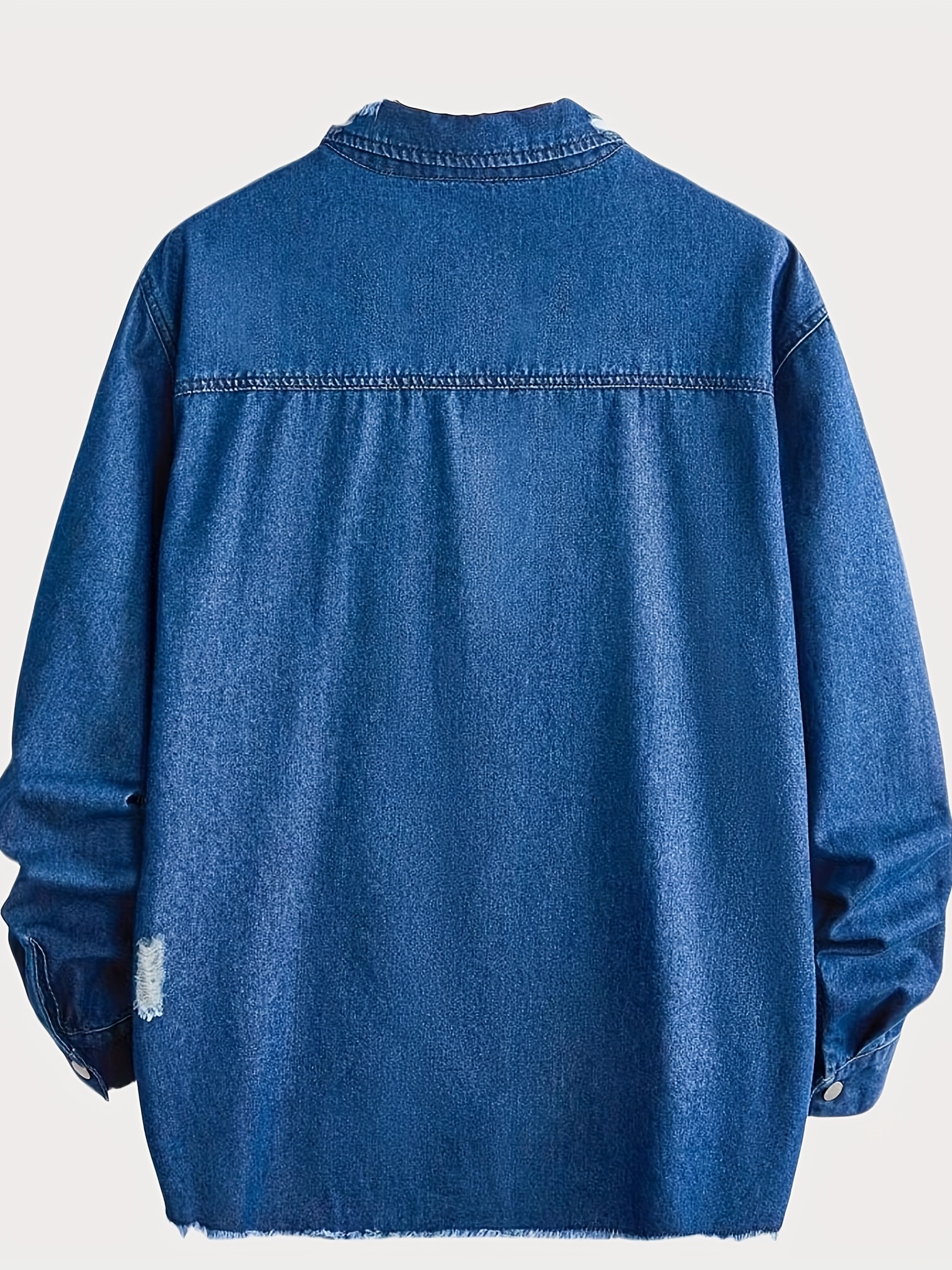 Vintage Streetwear ripped Sweatshirt Men Fashion Autumn Solid