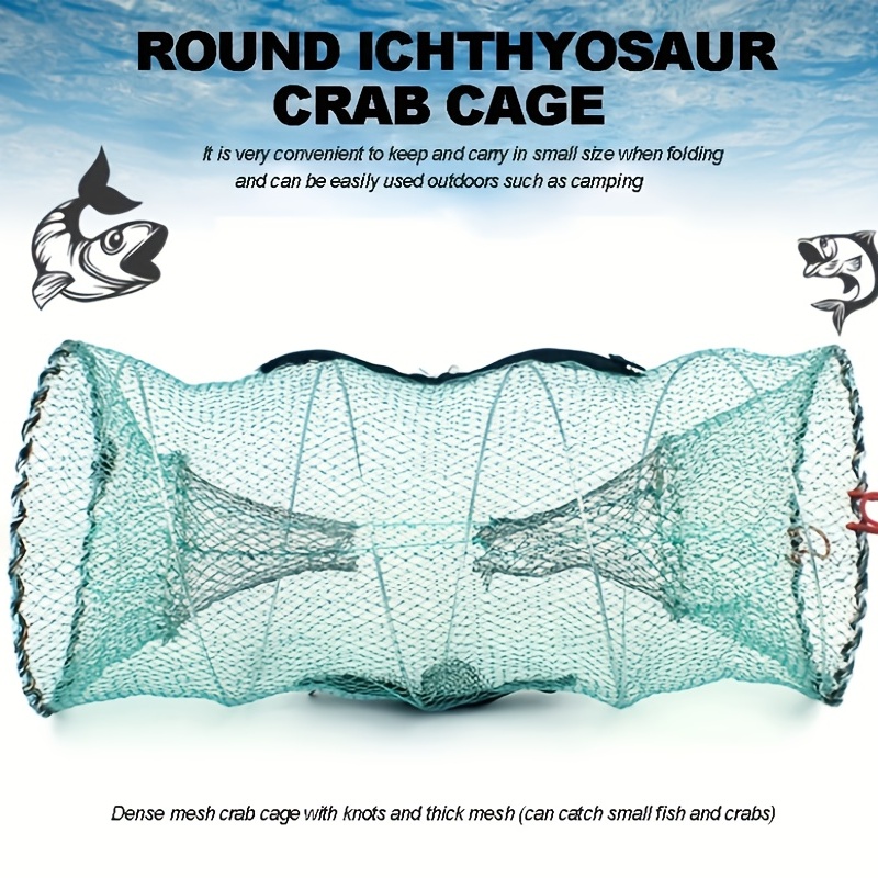 Spring Cage Fishing Net Automatic Folding Shrimp Cage Round Spring Fish Net(Encrypted  Mesh Large), snatcher