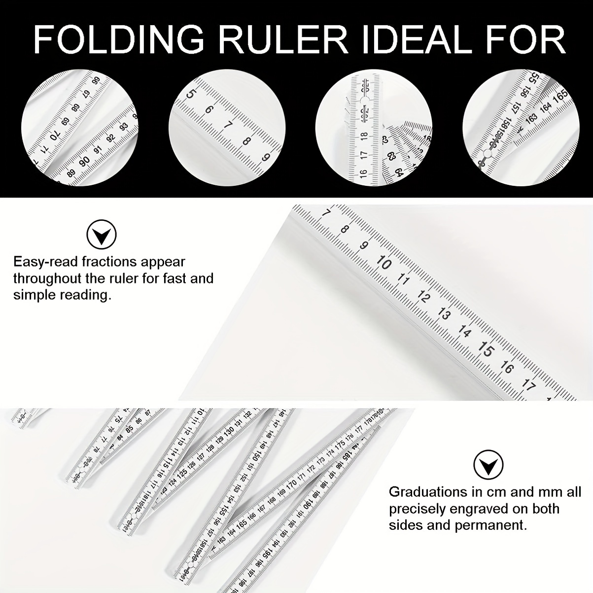 2 Meters 10 Times Folding Ruler Dutch Ruler Portable Ruler - Temu