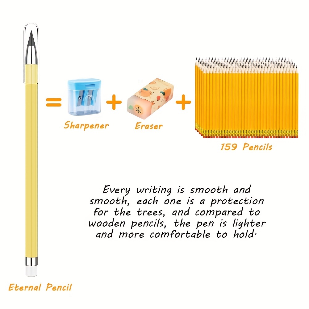 Lápiz sin tinta, lápiz de escritura metálico infinito, lápiz portátil  eterno con 2 puntas de repuesto, lápiz infinito, material colastic dorado y  rosa