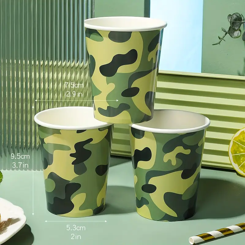 Set, Motif De Camouflage Tasse En Papier De Fête Tasse En Papier