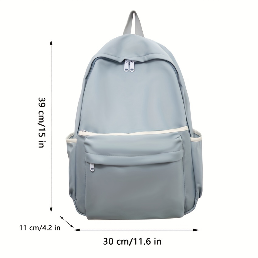 Casual Minimalist Preppy Backpack Large Capacity School Bag Zipper Storage