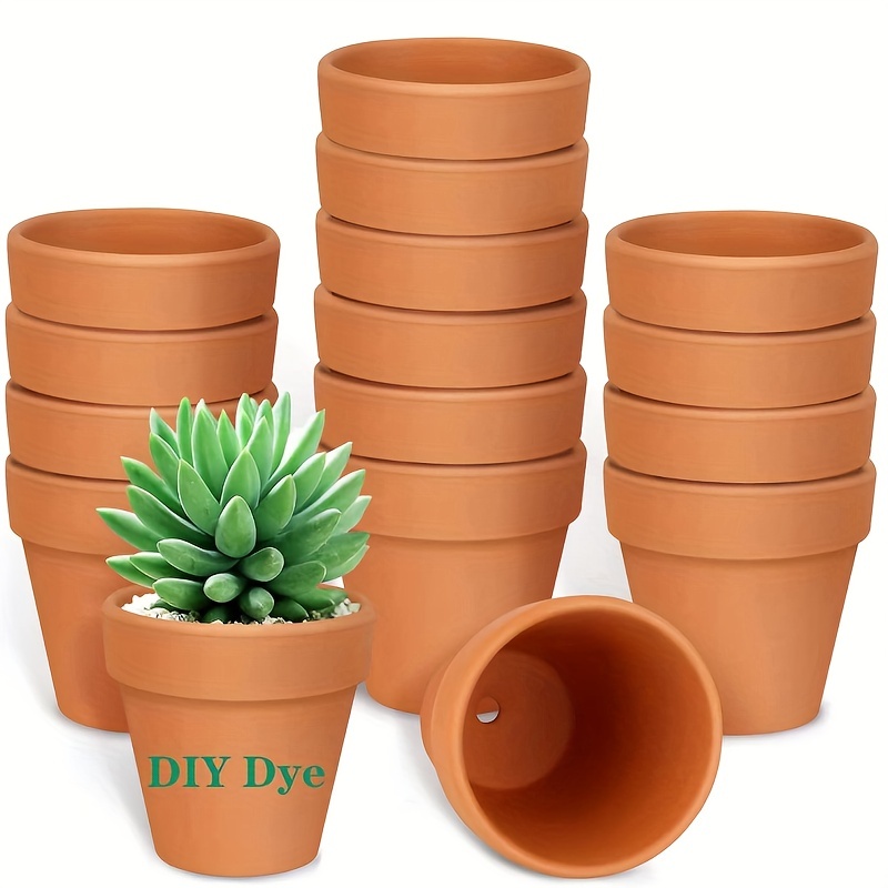 

Lot de 16 pots en terre cuite de 2 pouces, pots en poterie pour cactus, fleurs et plantes grasses avec trou de drainage, idéal pour les plantes, la décoration de table et l'artisanat.