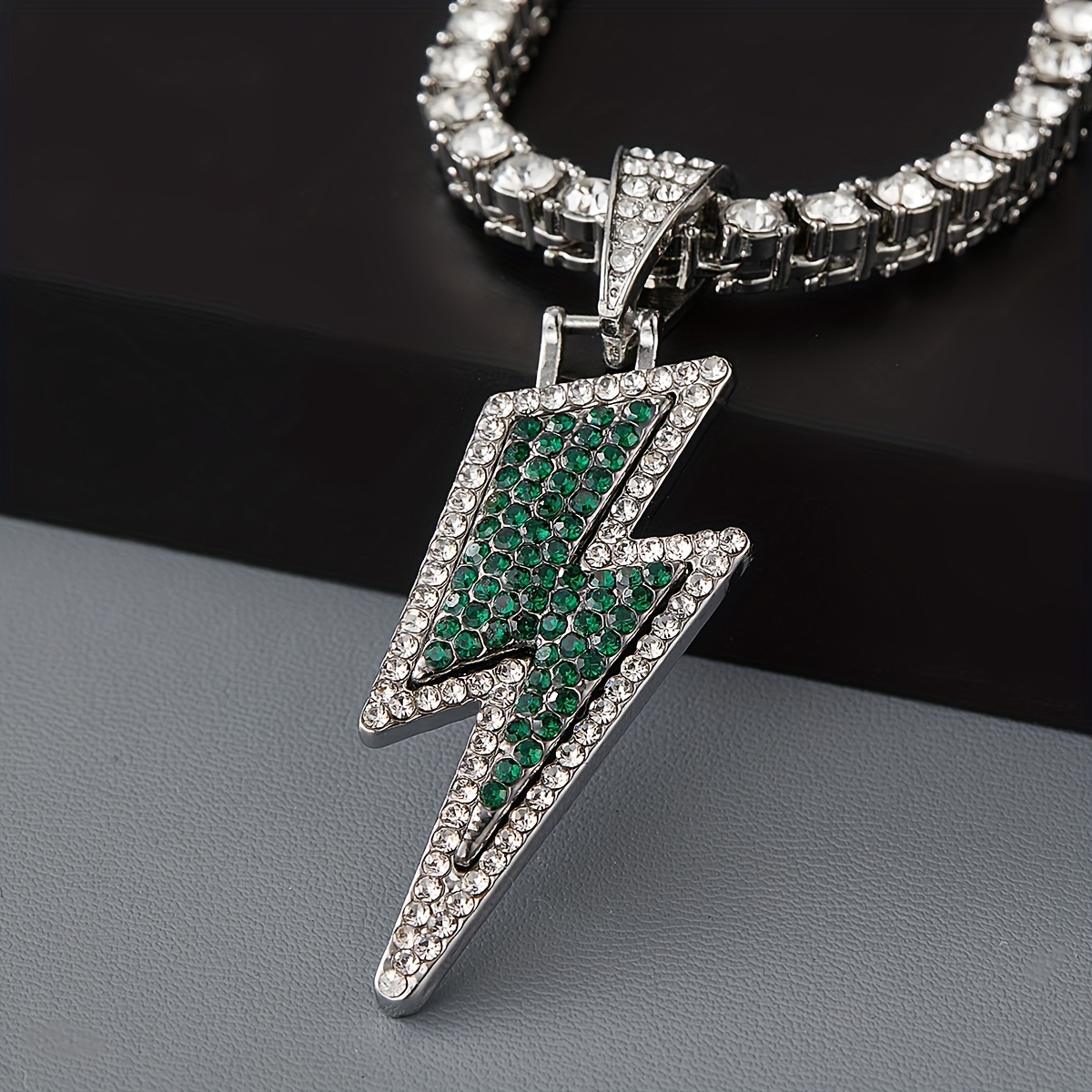 Iced out clearance lightning bolt pendant