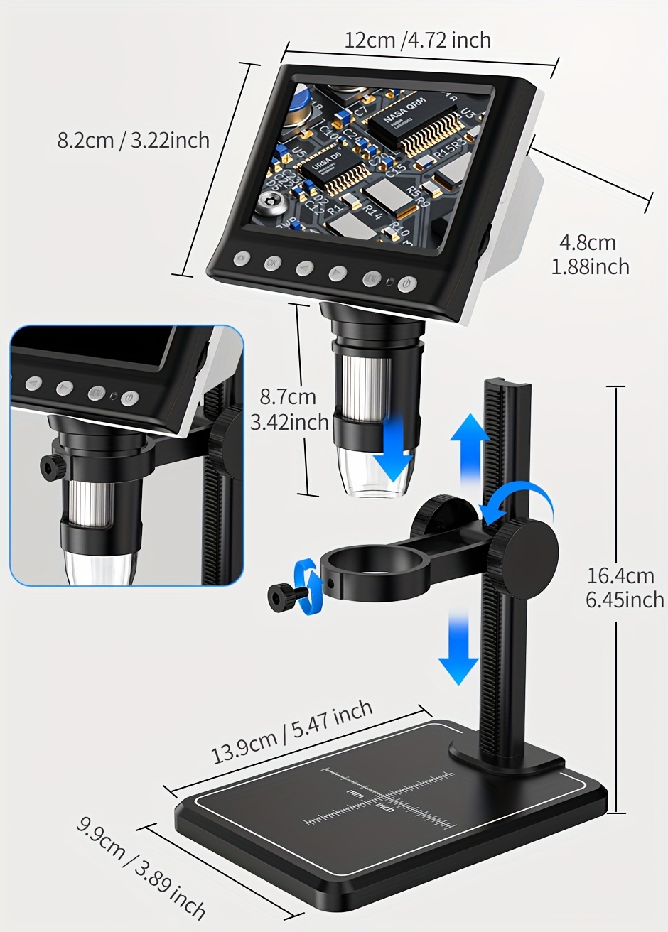 Lupa Electrónica DM4, Microscopio Digital con Pantalla LCD HD 4.3 Pulgadas  de Tmvgtek