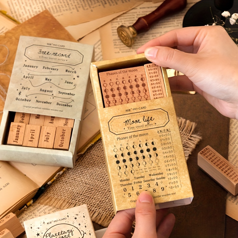 1 Box of Journal Wooden Stamps DIY Diary Stamps Scrapbook Stamps