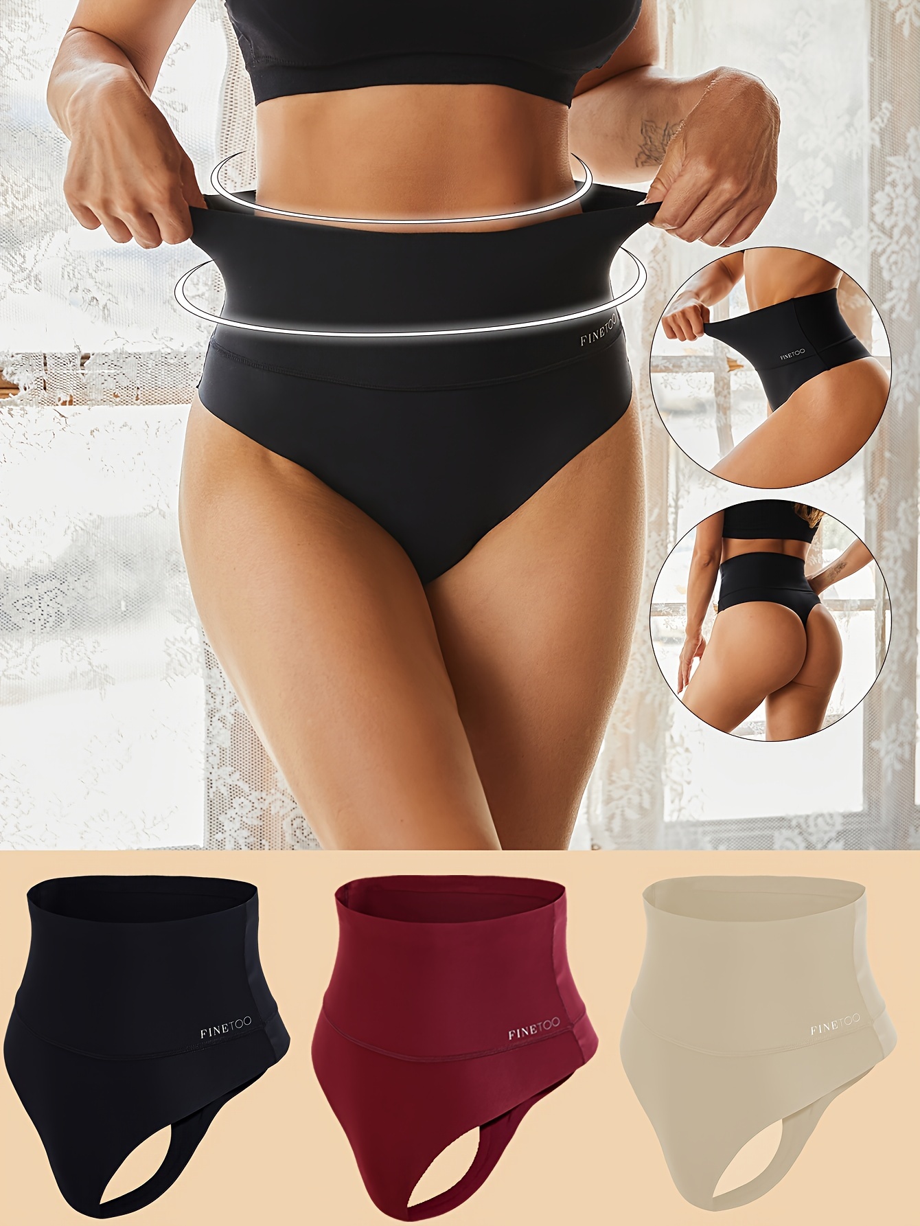 High Waisted Thongs Women Tummy Control Underwear Soft Nylon - Temu Germany