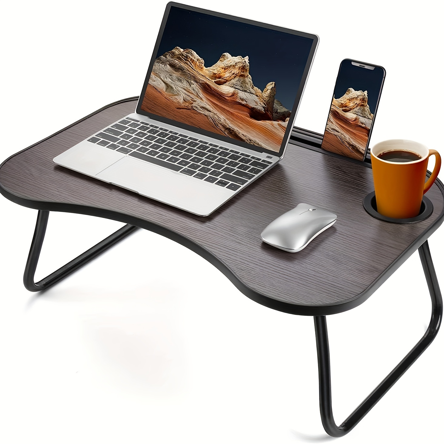 Laptop Bed Tray Desk With Cup Holders Lap Desk With Cushion - Temu