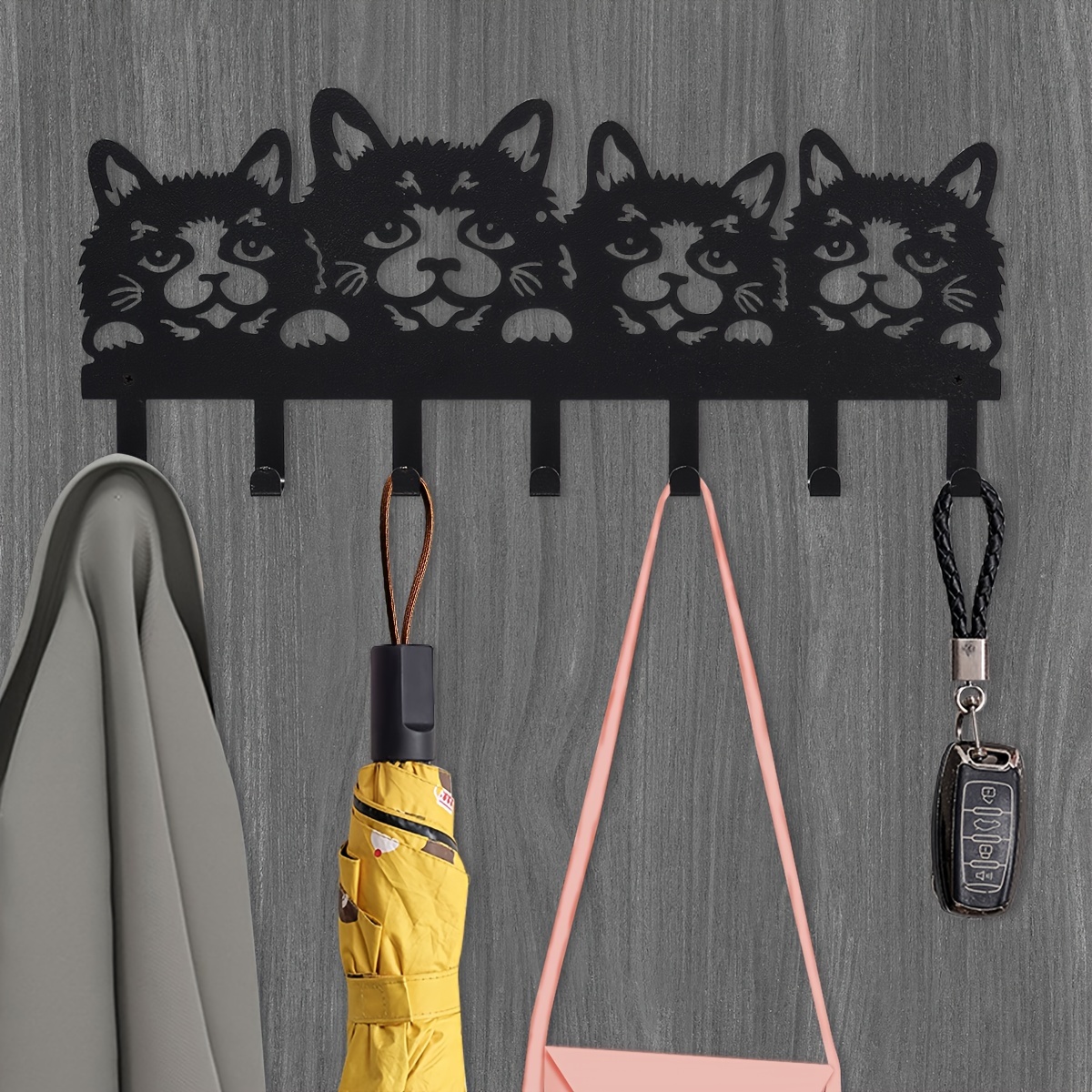 1pc Metal Cat Coat Hooks Wall Mounted, Metal Wall Hooks, Entry Wall Hooks,  For Coat, Hat, Towel, Key, Bag, Animal Wall Hook-Cat Coat Hooks