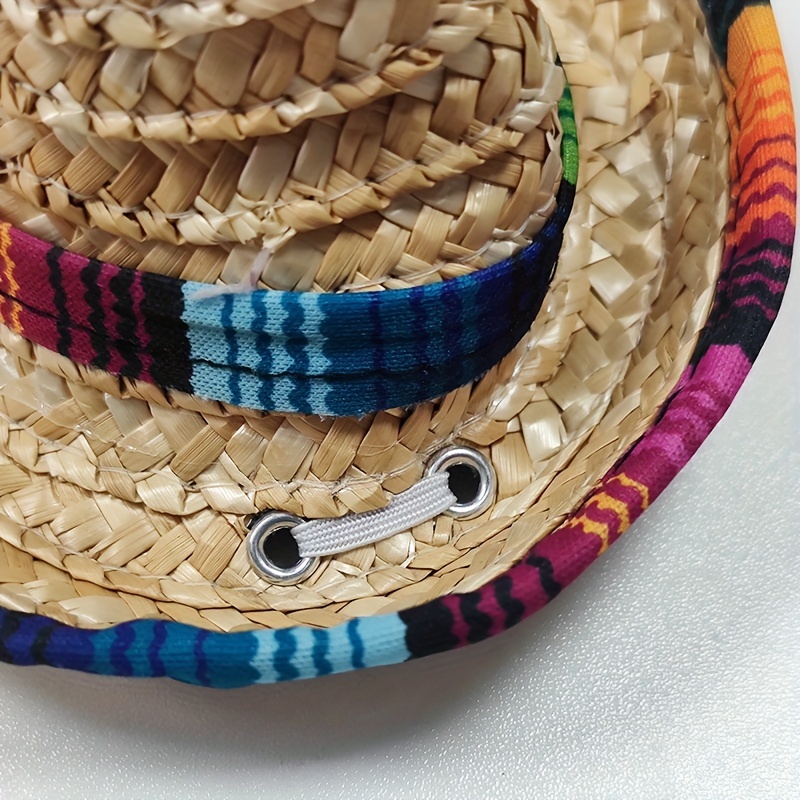 Adjustable Pet Sombrero Straw Hat For Summer Sun Protection - Temu