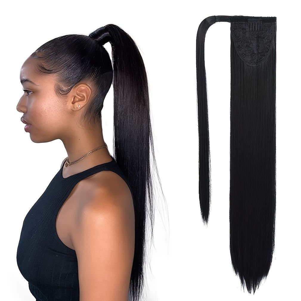 Long Straight Ponytail Extension 26 Inch Wrap Around Ponytail Synthetic Hair  Extensions Clip In Ponytail Hairpiece For Women 4 Colors - Beauty &  Personal Care - Temu