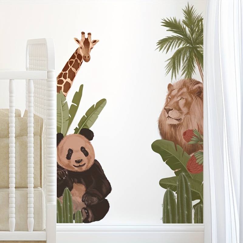 Cute Cartoon Animal Wall Decals Nursery Kids Room Living - Temu