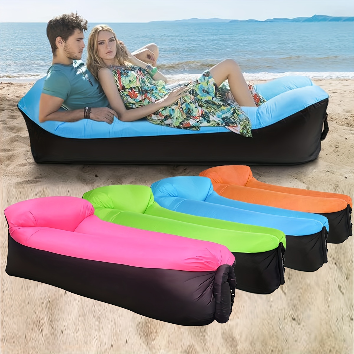 Silla inflable rosa sofá de aire transparente sofá inflable para playa,  oficina, viajes, camping, picnic, piscina