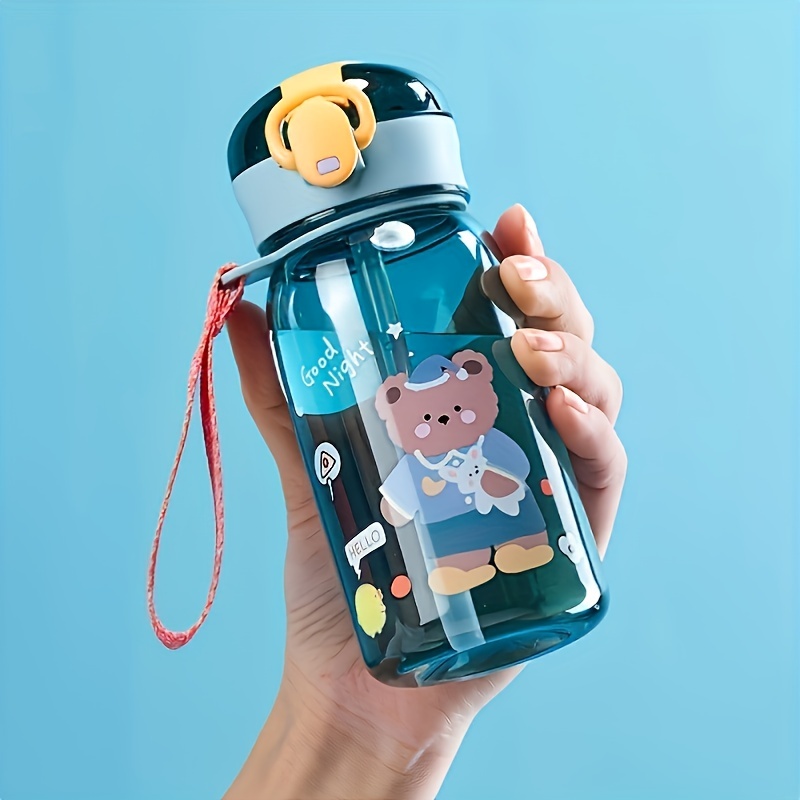 Botella de agua para niños con pajita Botella de agua deportiva de 480 ml  Botella de agua a prueba de fugas Tritan sin BPA con tapa para sorber para  la escuela, deportes